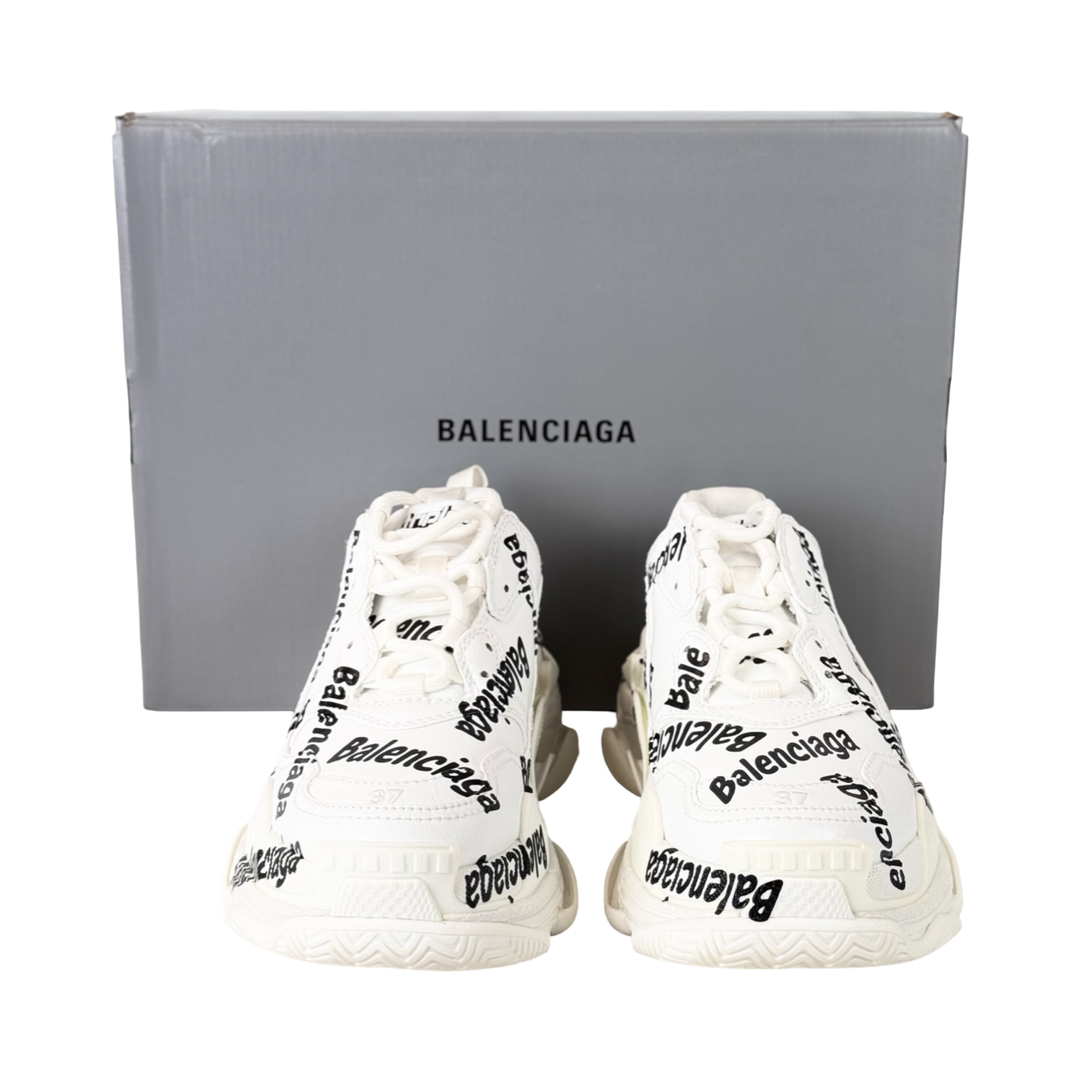 Balenciaga Triple S Allover Logo White/Black Sneaker #37