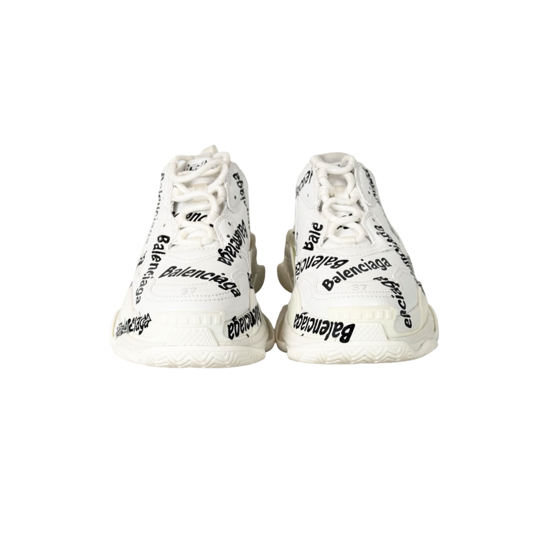 Balenciaga Triple S Allover Logo White/Black Sneaker #37