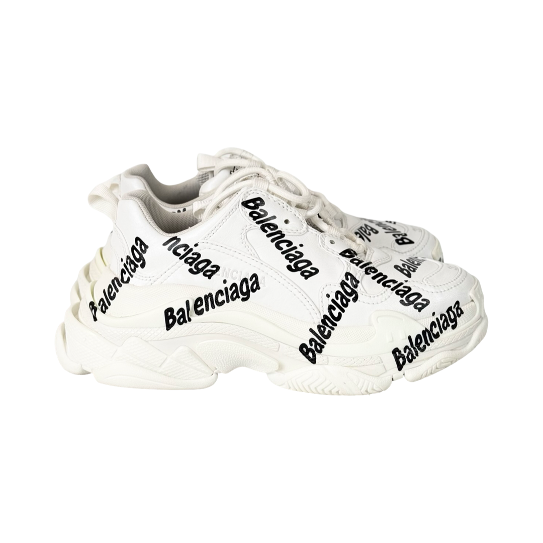 Balenciaga Triple S Allover Logo White/Black Sneaker #37