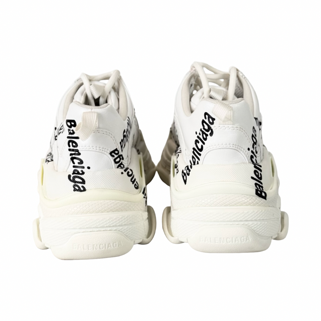Balenciaga Triple S Allover Logo White/Black Sneaker #37