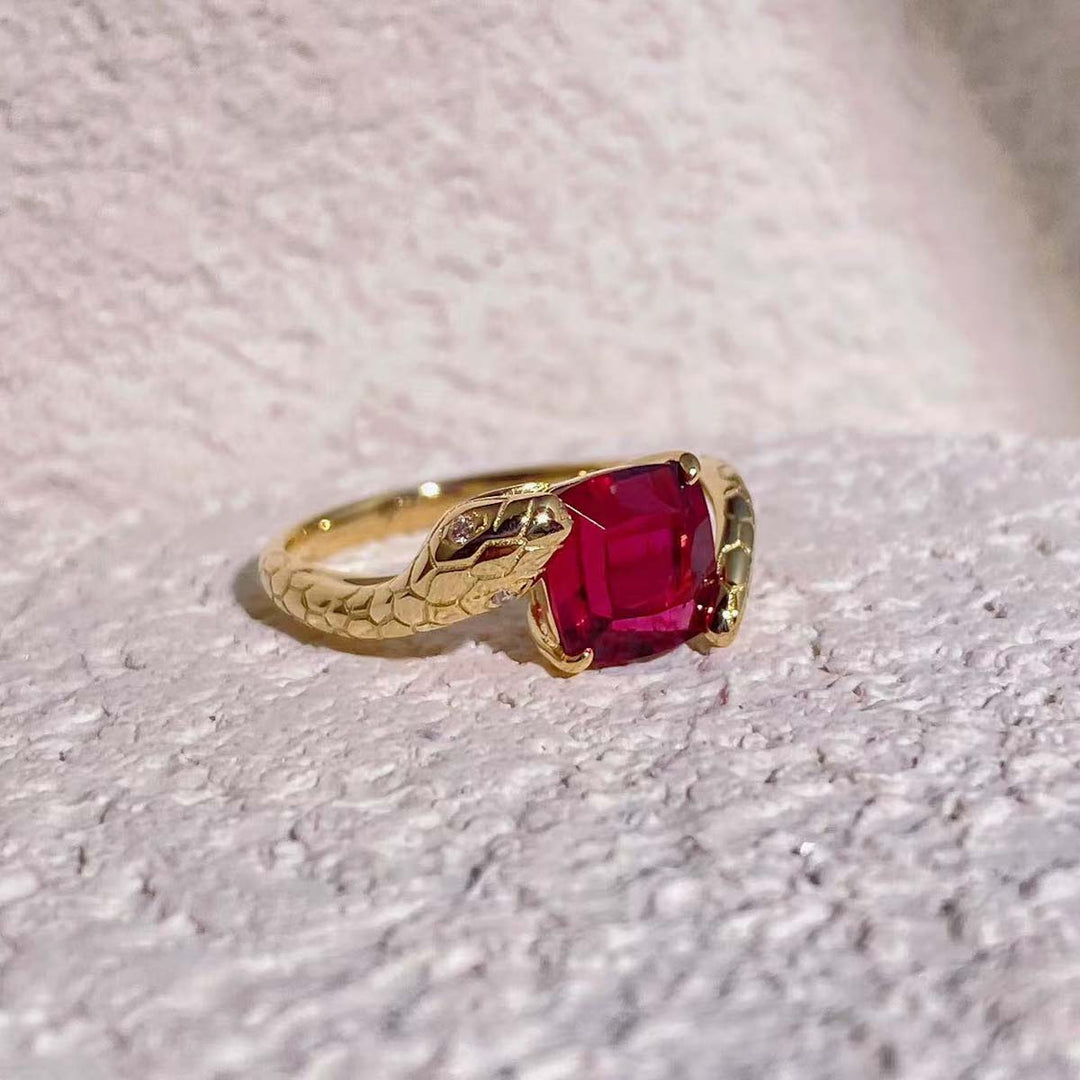 Natural Rubellite Tourmaline Serpenti Ring D2.23ct d0.01ct. 18K Fuchsia Rose