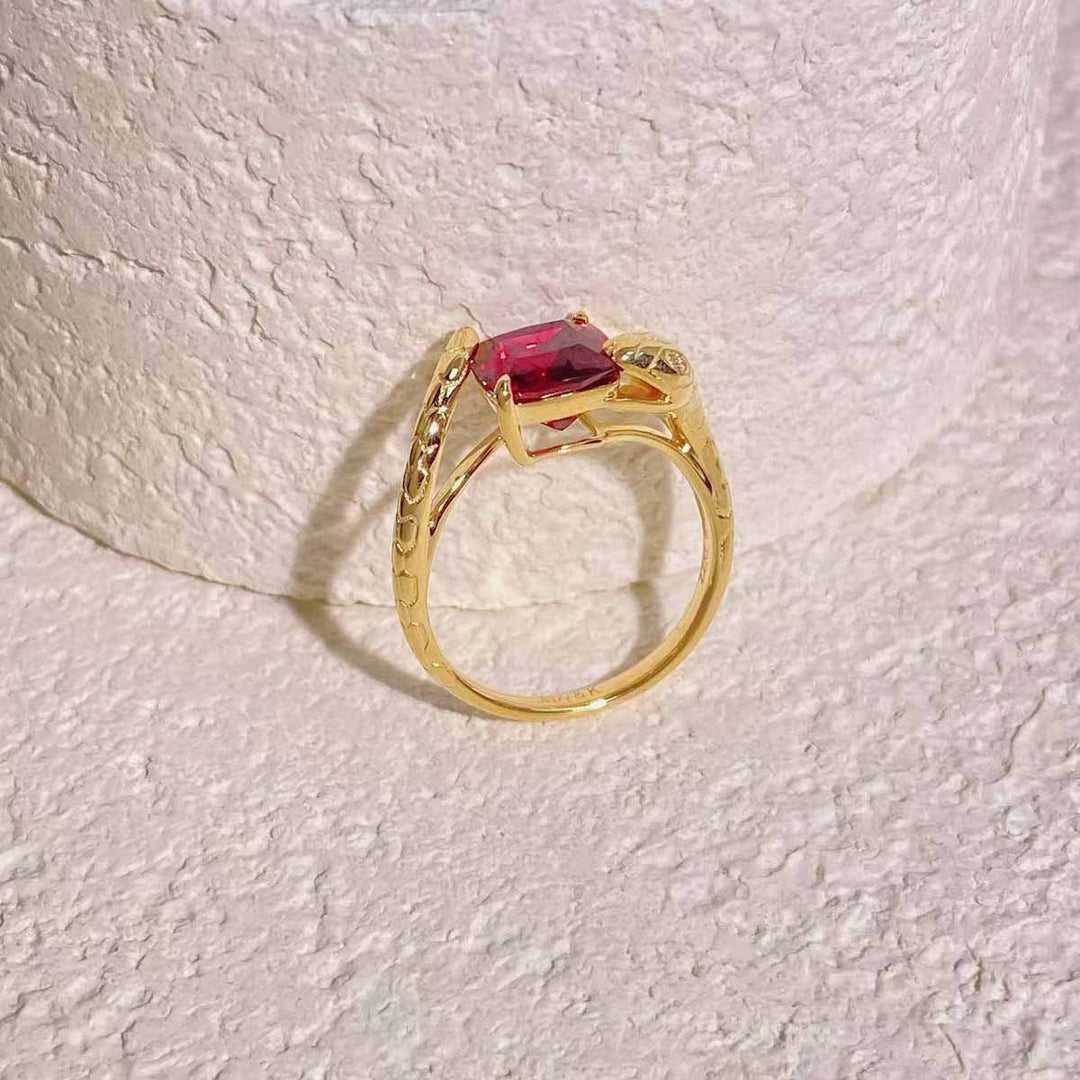 Natural Rubellite Tourmaline Serpenti Ring D2.23ct d0.01ct. 18K Fuchsia Rose