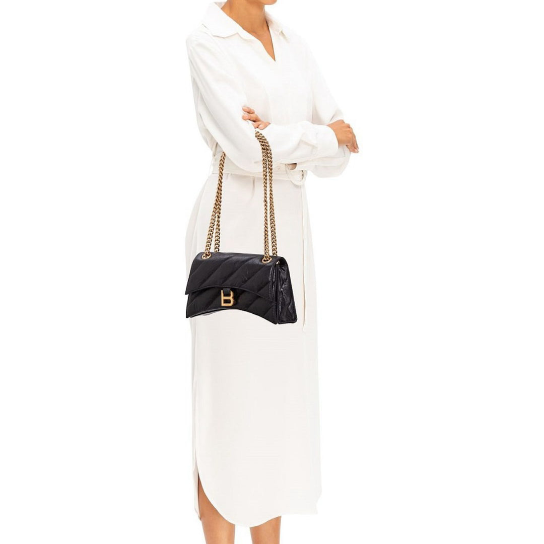 Balenciaga Crush Bag Small Black Calfskin
