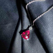 Natural Rubellite Tourmaline Diamond Necklace D3.19ct d0.20ct. 18K Fuchsia Rose