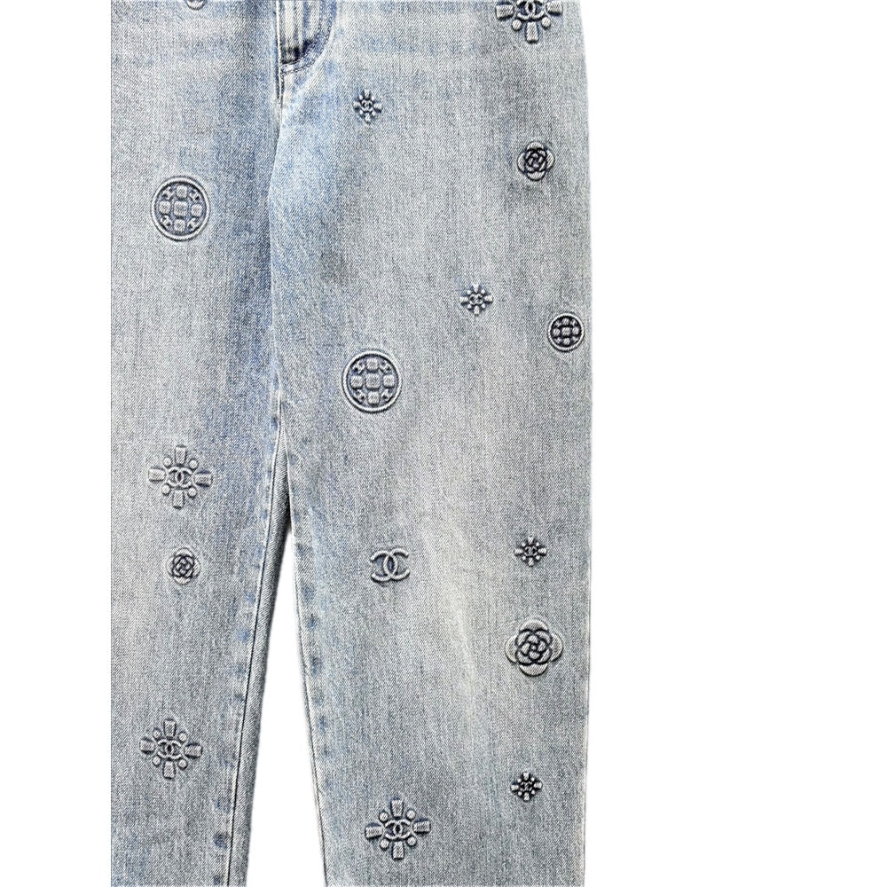 Chanel Camila Printed Jeans Pants #40
