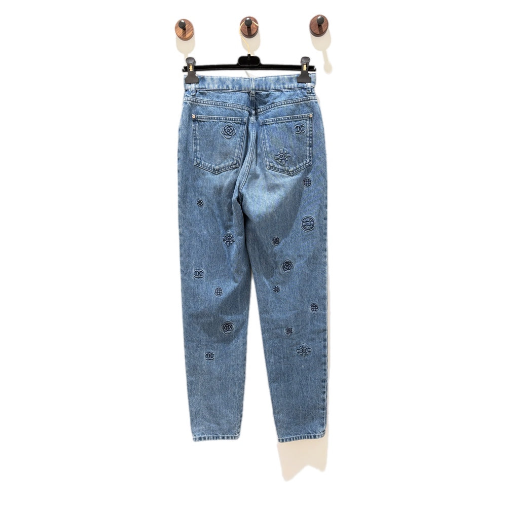 Chanel Camila Printed Jeans Pants #40