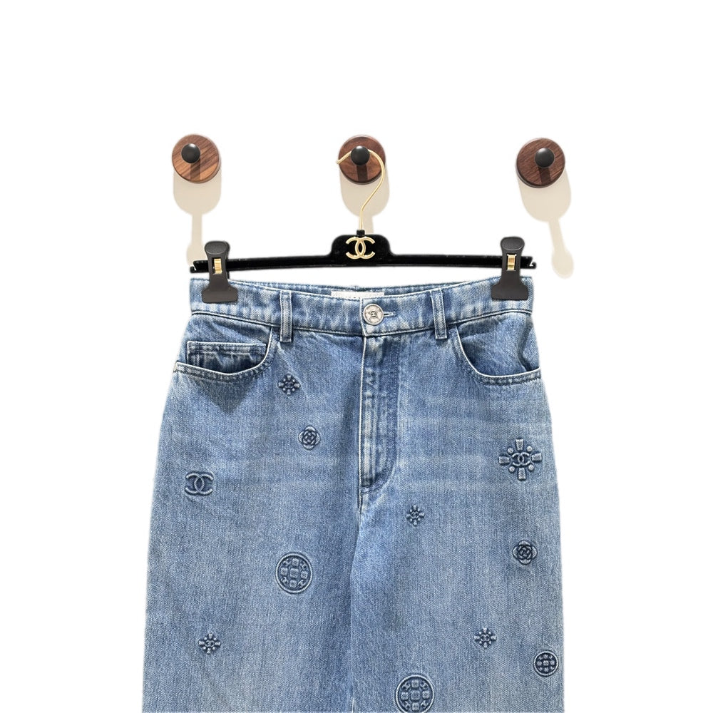 Chanel Camila Printed Jeans Pants #40