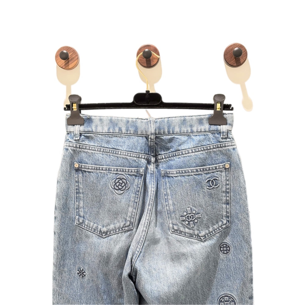 Chanel Camila Printed Jeans Pants #40