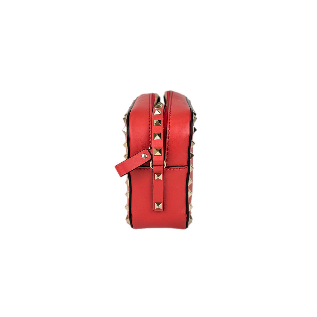 Valentino Garavani Rockstud Camera Stud Bag Red