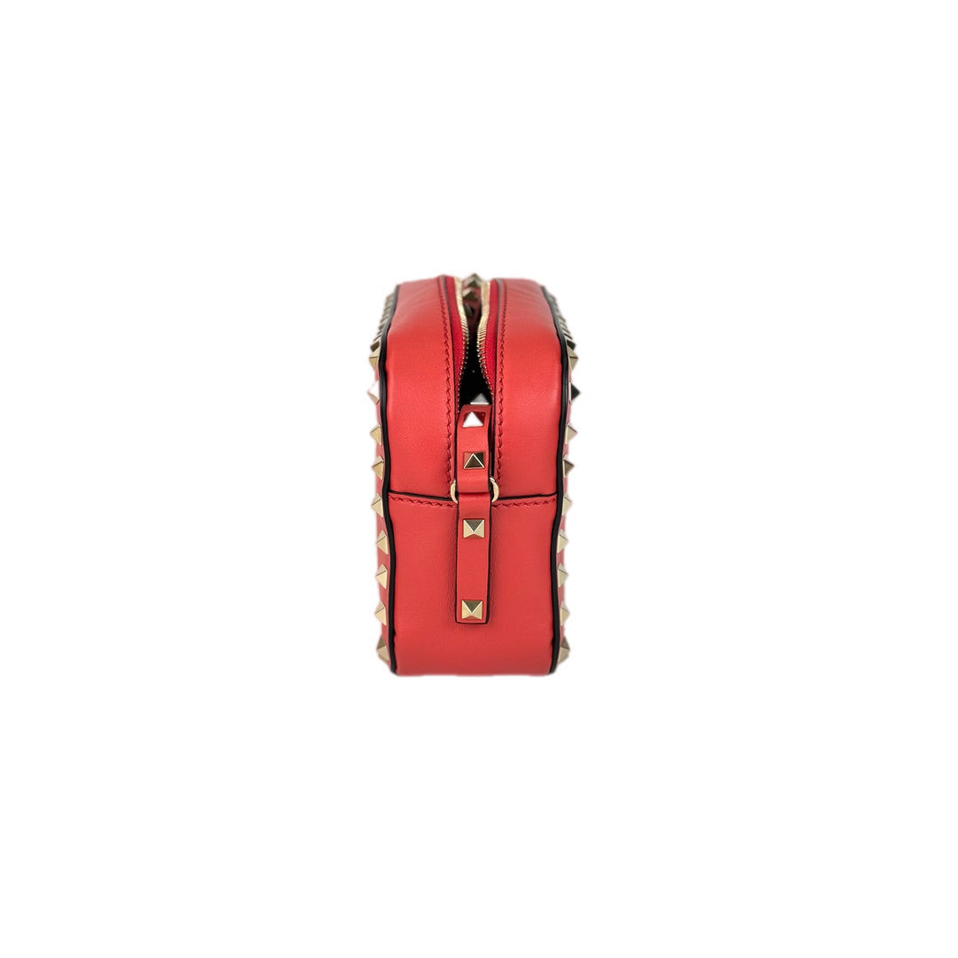 Valentino Garavani Rockstud Camera Stud Bag Red
