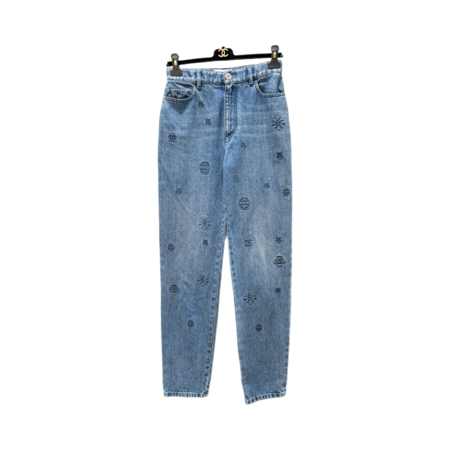 Chanel Camila Printed Jeans Pants #40