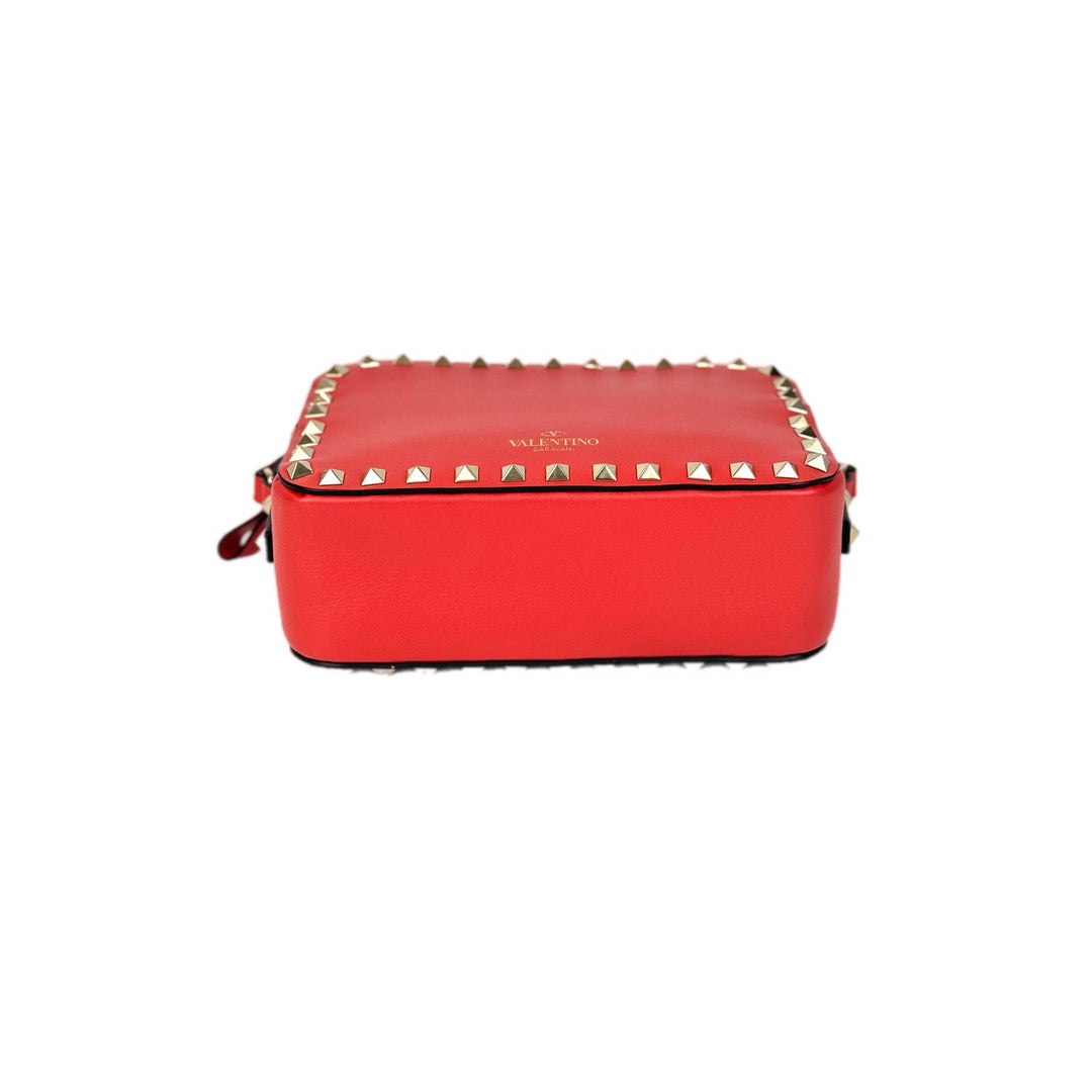 Valentino Garavani Rockstud Camera Stud Bag Red