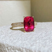 Natural Rubellite Tourmaline Ring D3.37ct d0.31ct. 18K Fuchsia Rose