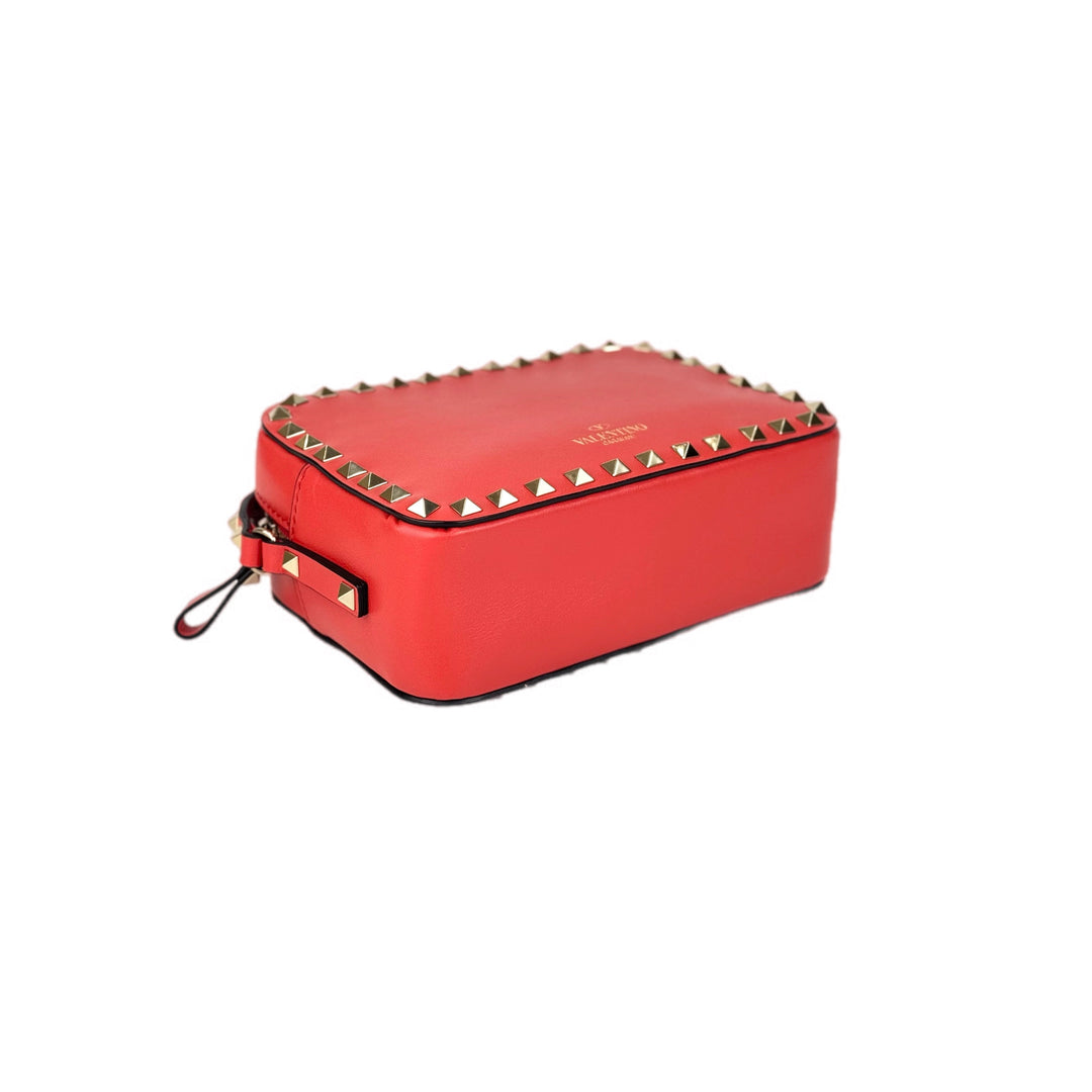 Valentino Garavani Rockstud Camera Stud Bag Red