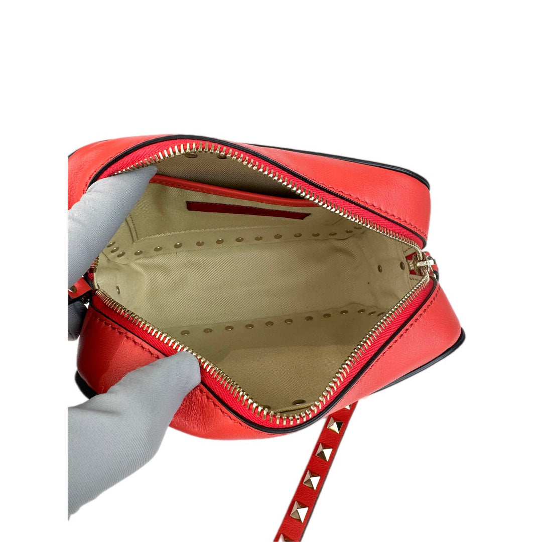 Valentino Garavani Rockstud Camera Stud Bag Red