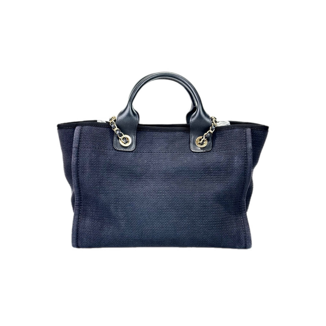 Chanel Dark Blue Deauville Small Tote Bag