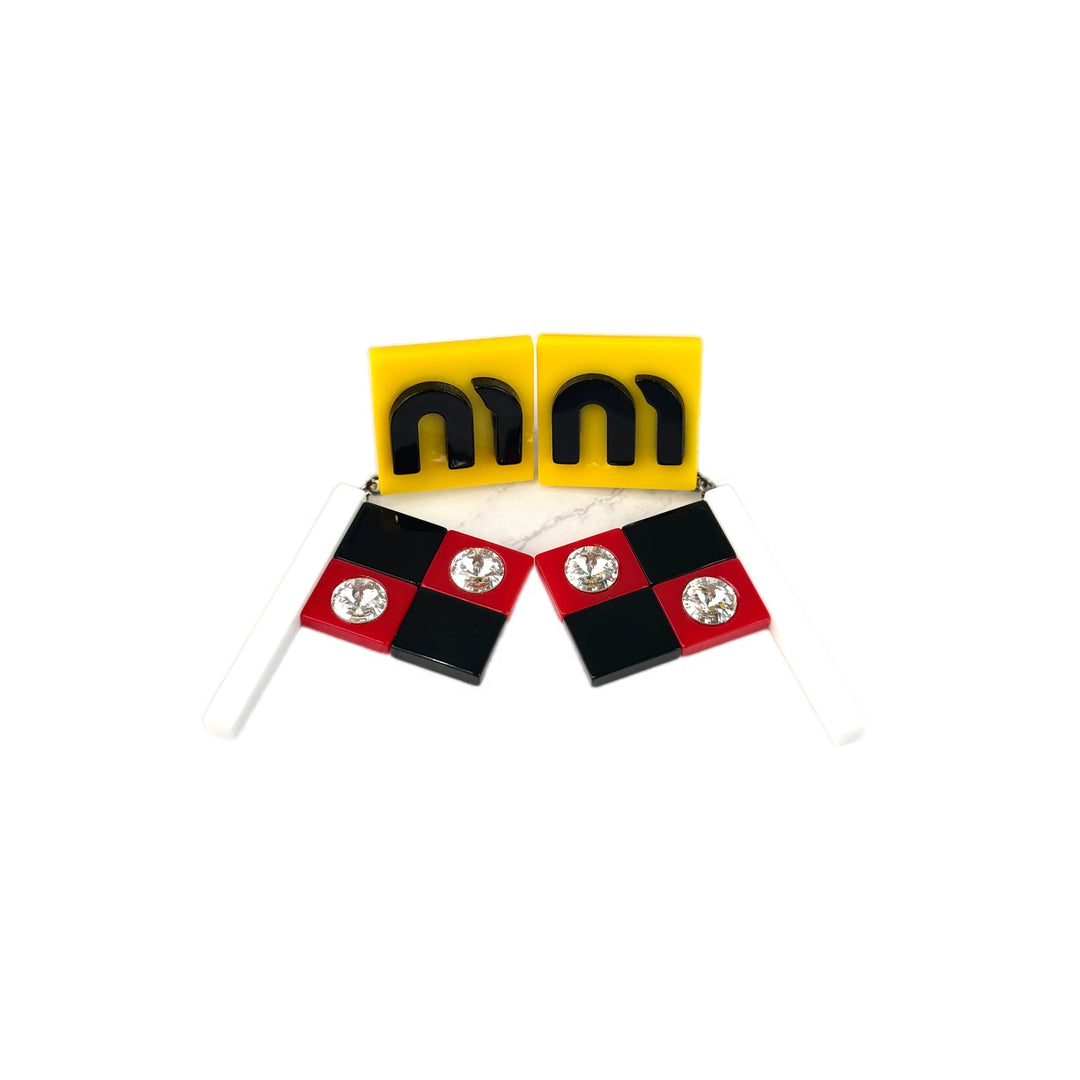 Miumiu Flag Crystal Earring Clip