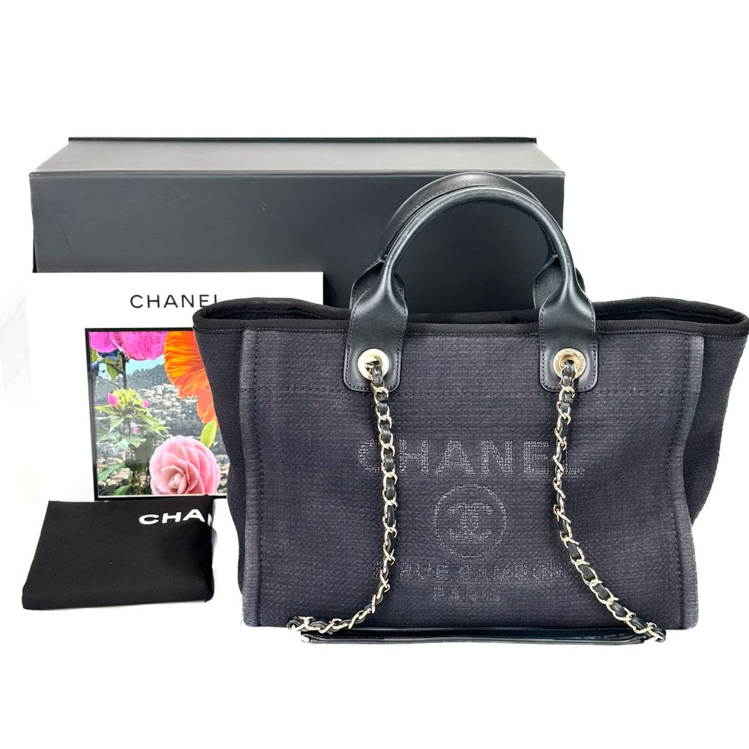 Chanel Dark Blue Deauville Small Tote Bag
