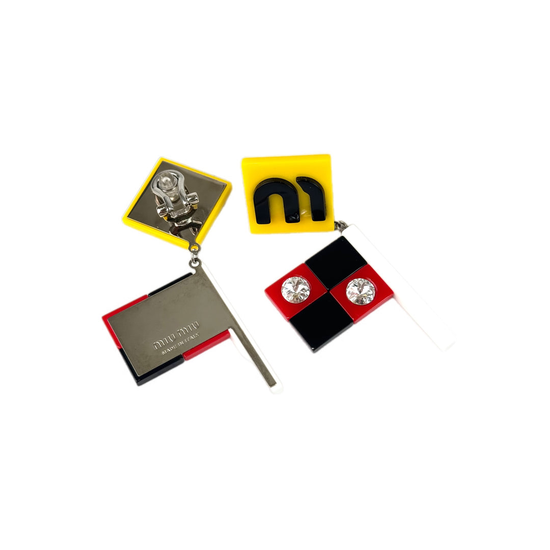 Miumiu Flag Crystal Earring Clip