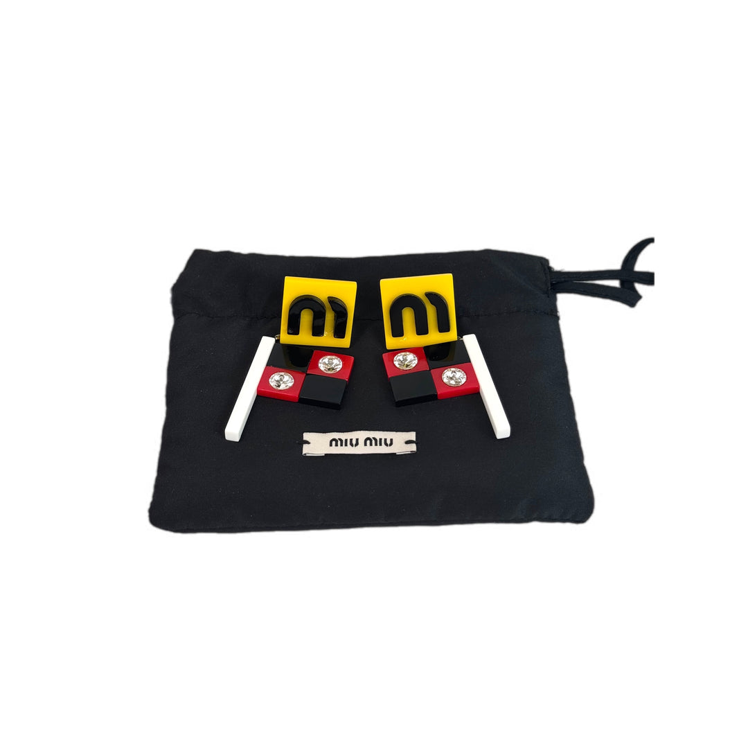 Miumiu Flag Crystal Earring Clip