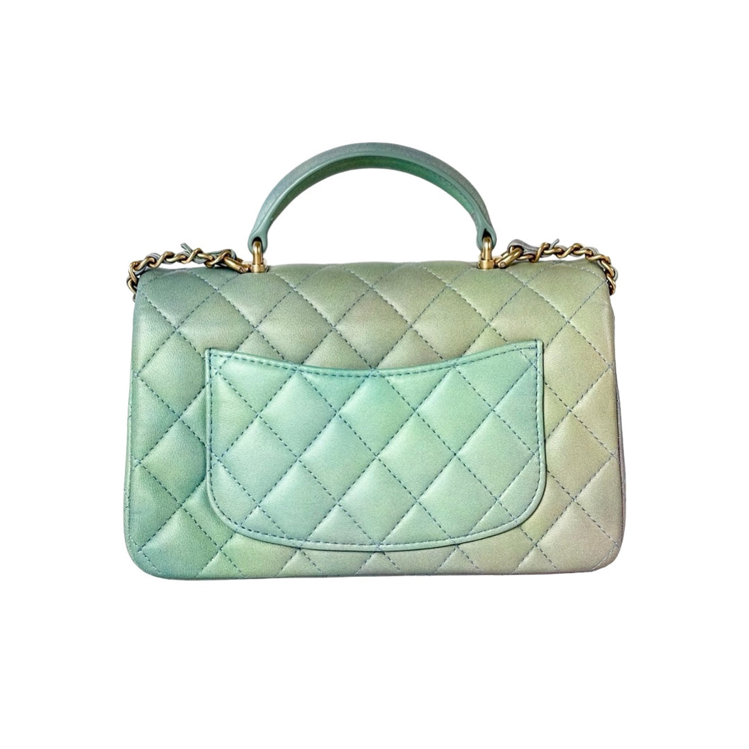 Chanel Classic Flap Mini Bag with Handle Green