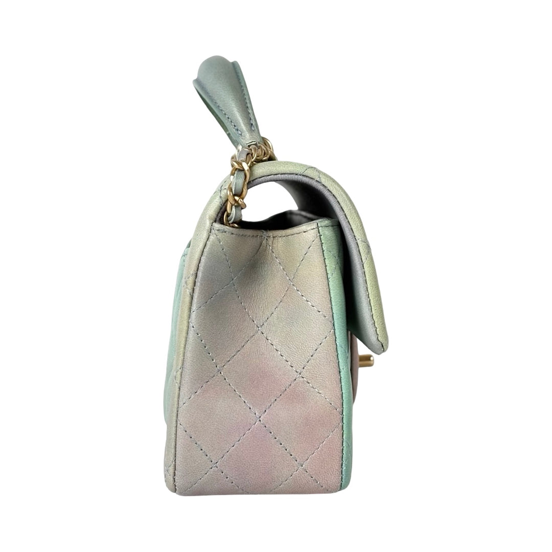 Chanel Classic Flap Mini Bag with Handle Green