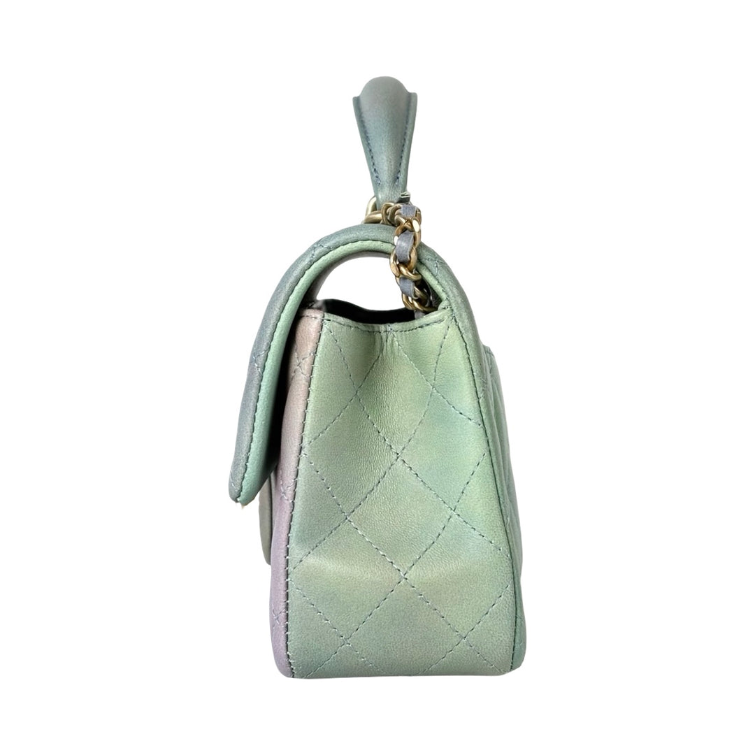 Chanel Classic Flap Mini Bag with Handle Green