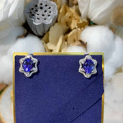 Natural Tanzanite Diamond Earring D3.65ct d0.6ct. 18K