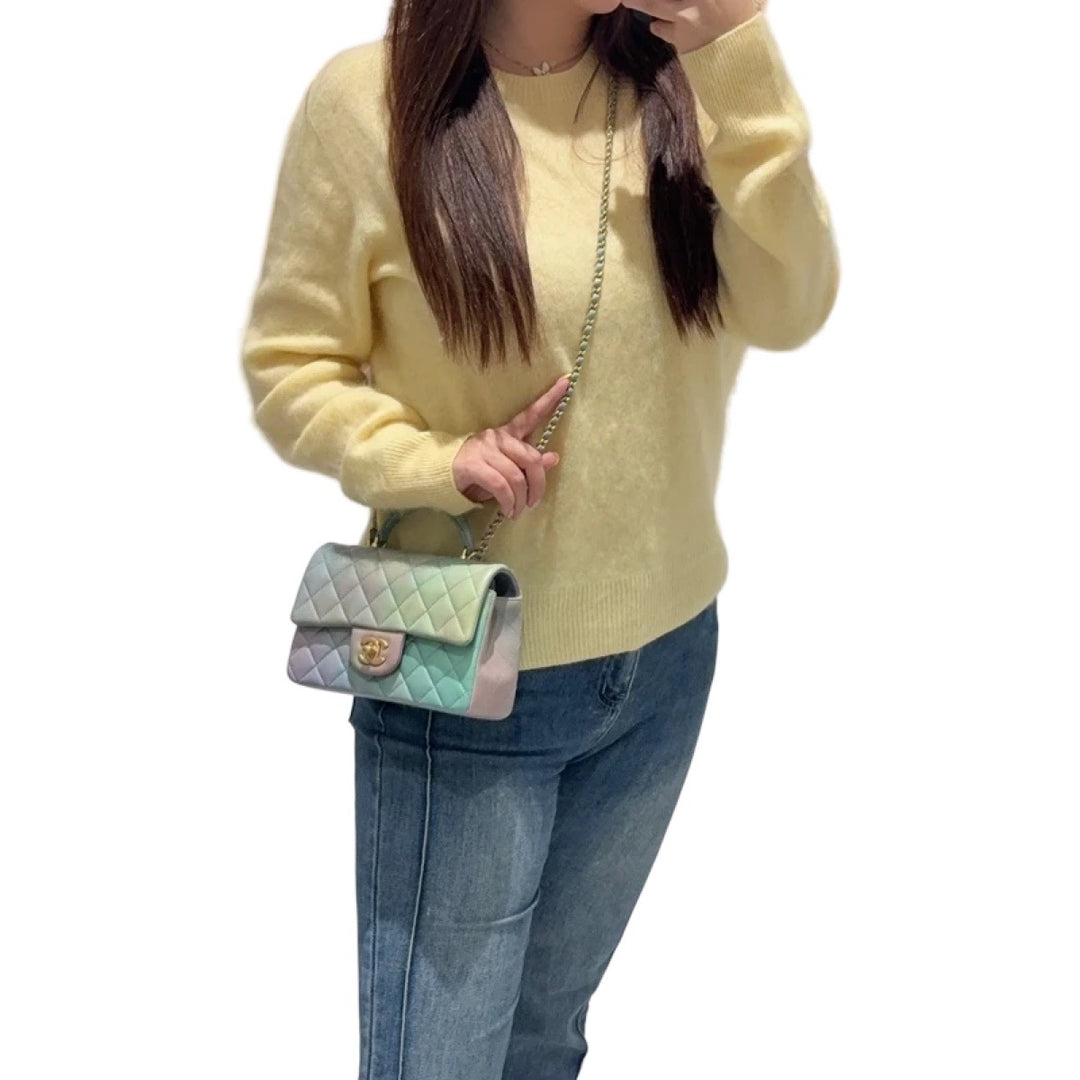 Chanel Classic Flap Mini Bag with Handle Green