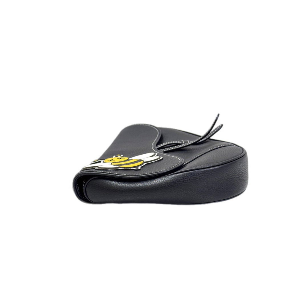 Dior Saddle Men’s Black Calfskin With Bee Design