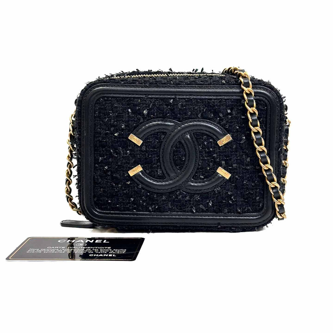 Chanel Quilted Tweed Filigree Camera Bag