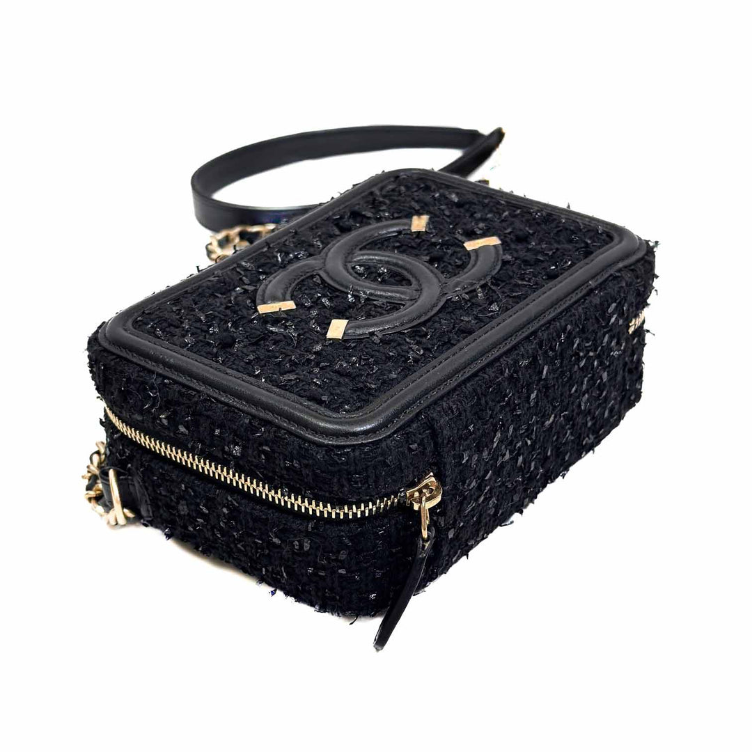 Chanel Quilted Tweed Filigree Camera Bag