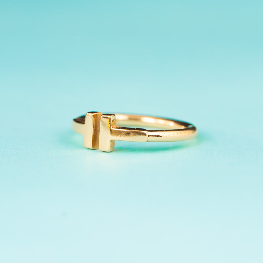 Tiffany 18k Gold Jewelry  Ring T Wire Rose Gold 52