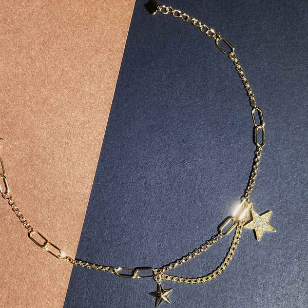 Jiaxy & K Natural White Diamond Two Stars Bracelet D0.072ct,18K