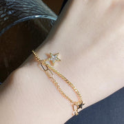 Natural White Diamond Two Stars Bracelet D0.072ct,18K