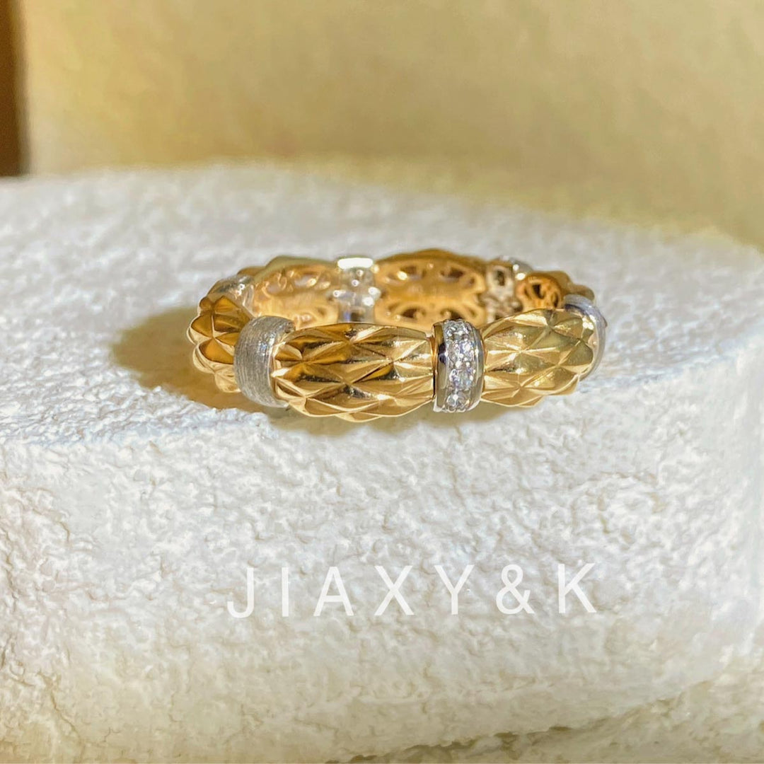Natural White Diamond Stretch Ring D0.15ct 18K