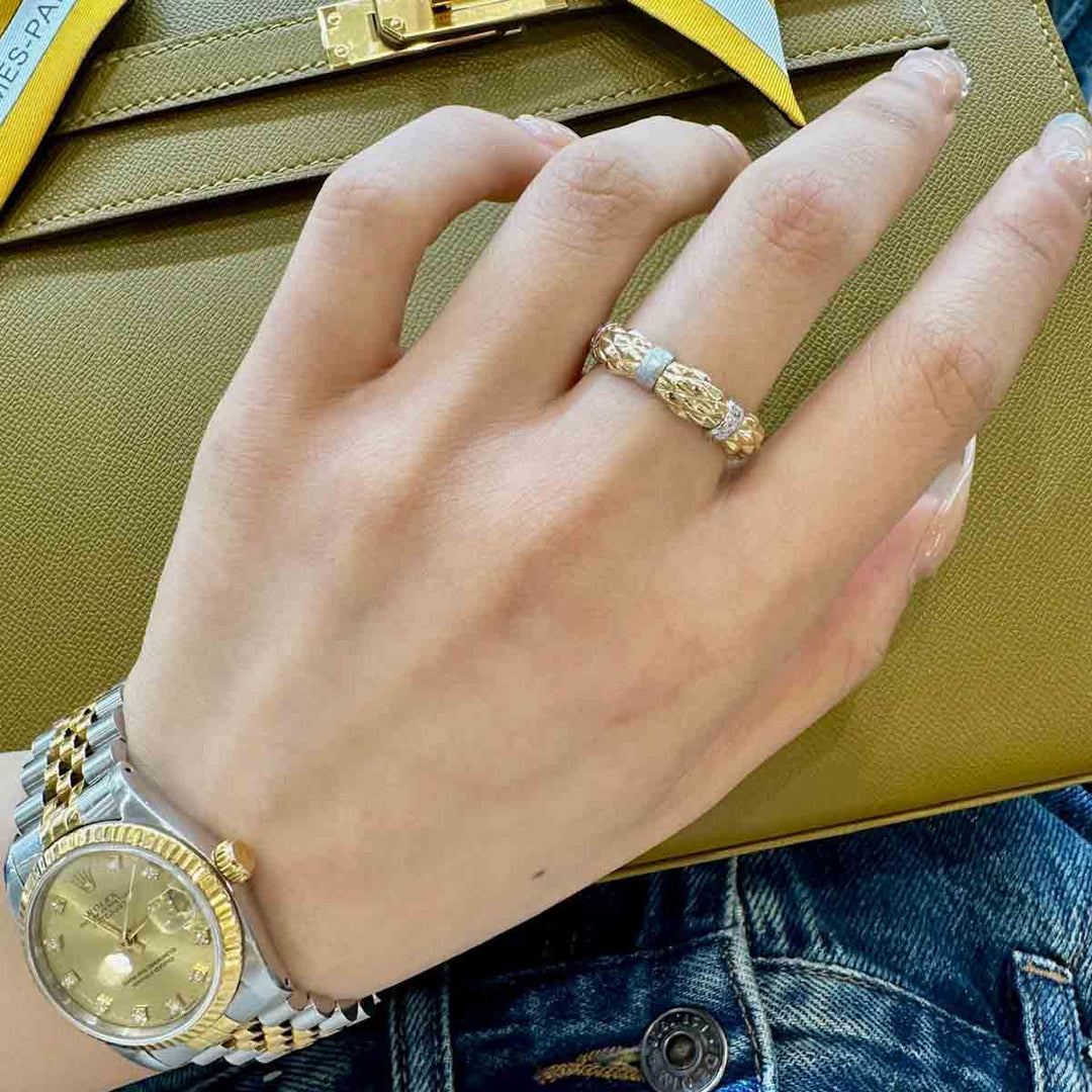Natural White Diamond Stretch Ring D0.15ct 18K