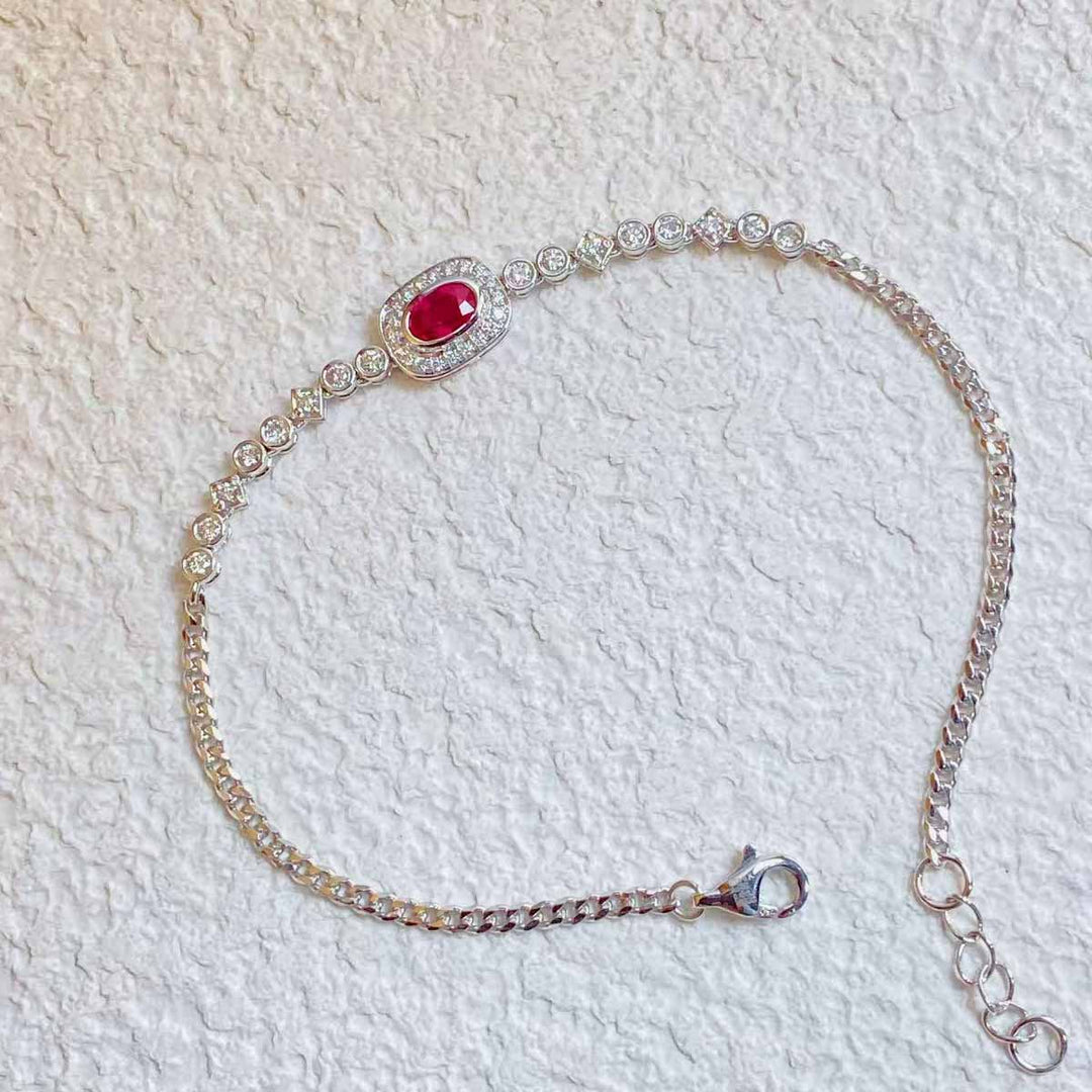 Natural Ruby Bracelet D0.45ct d0.32ct 18K, Burma Pigeon Blood