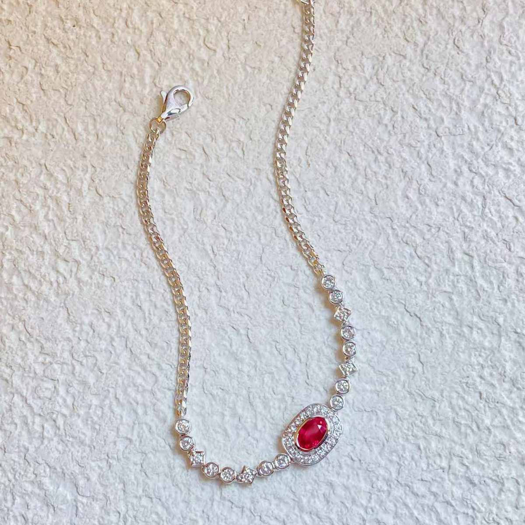 Natural Ruby Bracelet D0.45ct d0.32ct 18K, Burma Pigeon Blood