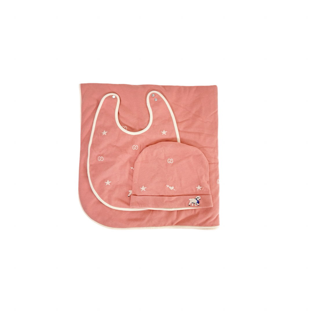 Gucci Pink Baby Bib & Shirt Set 36M