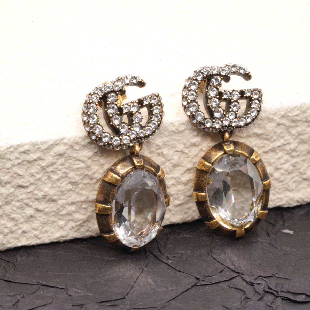 Gucci Double G Earrings With Crystal - Jiaxyk