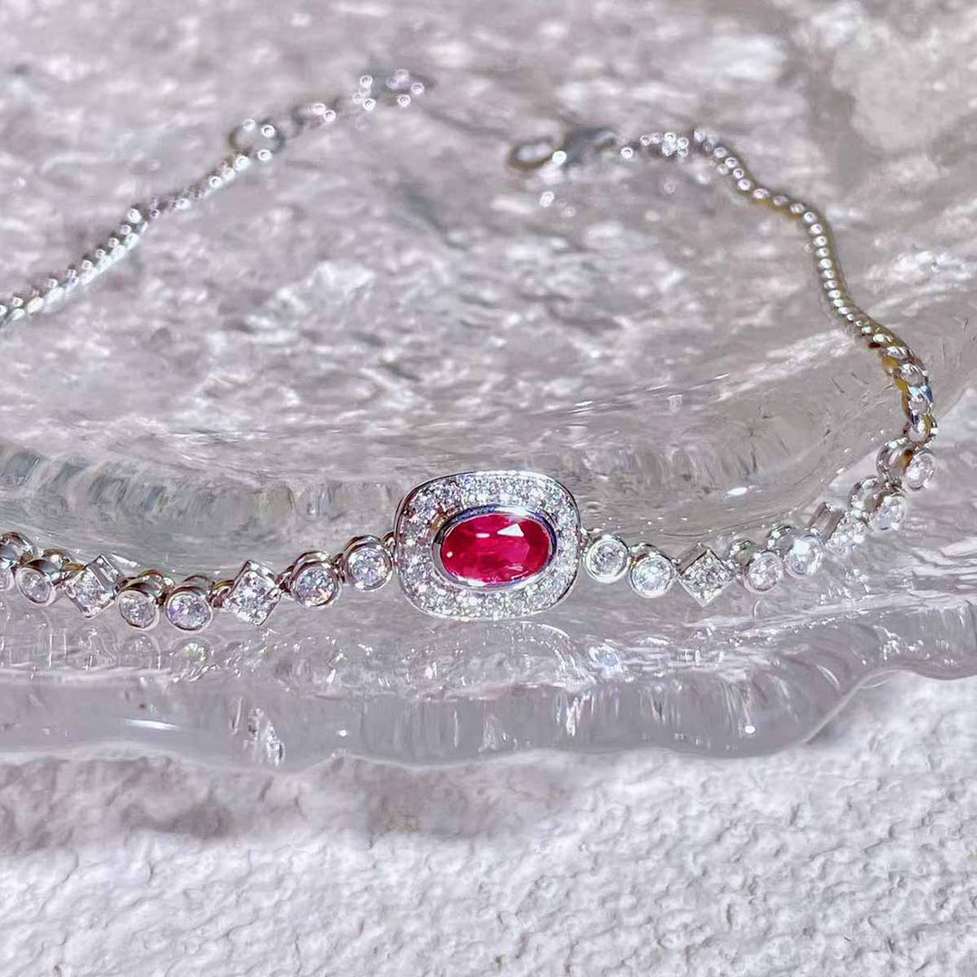 Natural Ruby Bracelet D0.45ct d0.32ct 18K, Burma Pigeon Blood