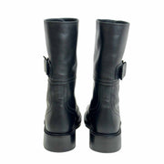 Chanel Black Leather Logo Buckle Boots - Jiaxyk