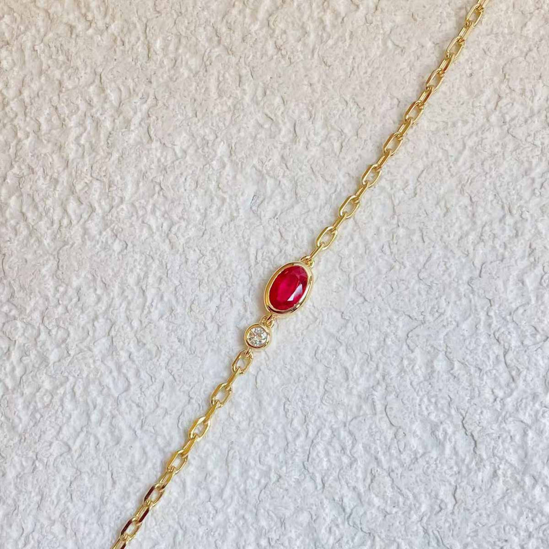 Natural Ruby Bracelet D0.51ct d0.05ct 18K, Burma Pigeon Blood