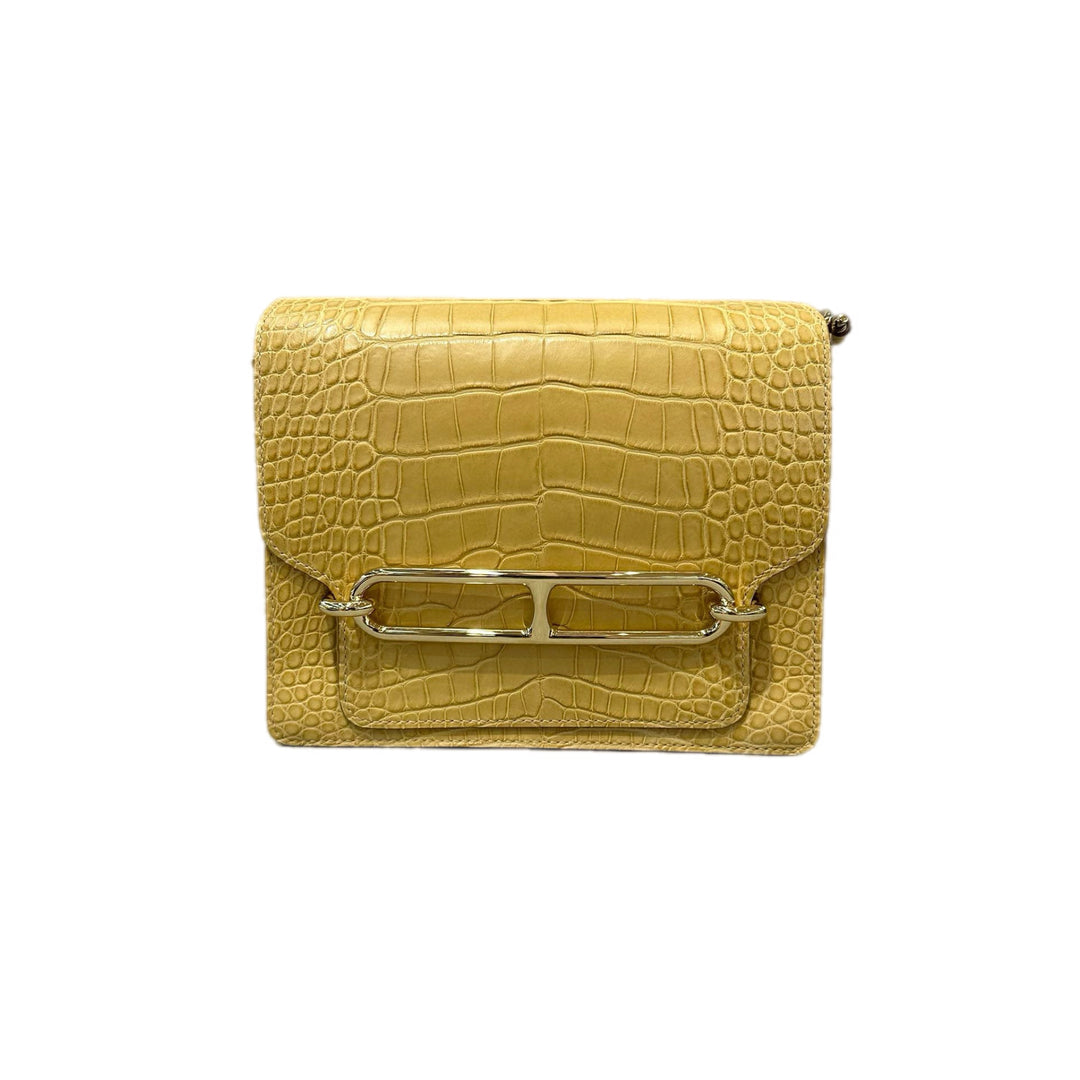 Hermes Yellow Matt Crocodile Roulis 23cm Bag