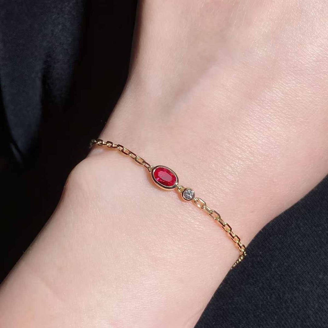Natural Ruby Bracelet D0.51ct d0.05ct 18K, Burma Pigeon Blood
