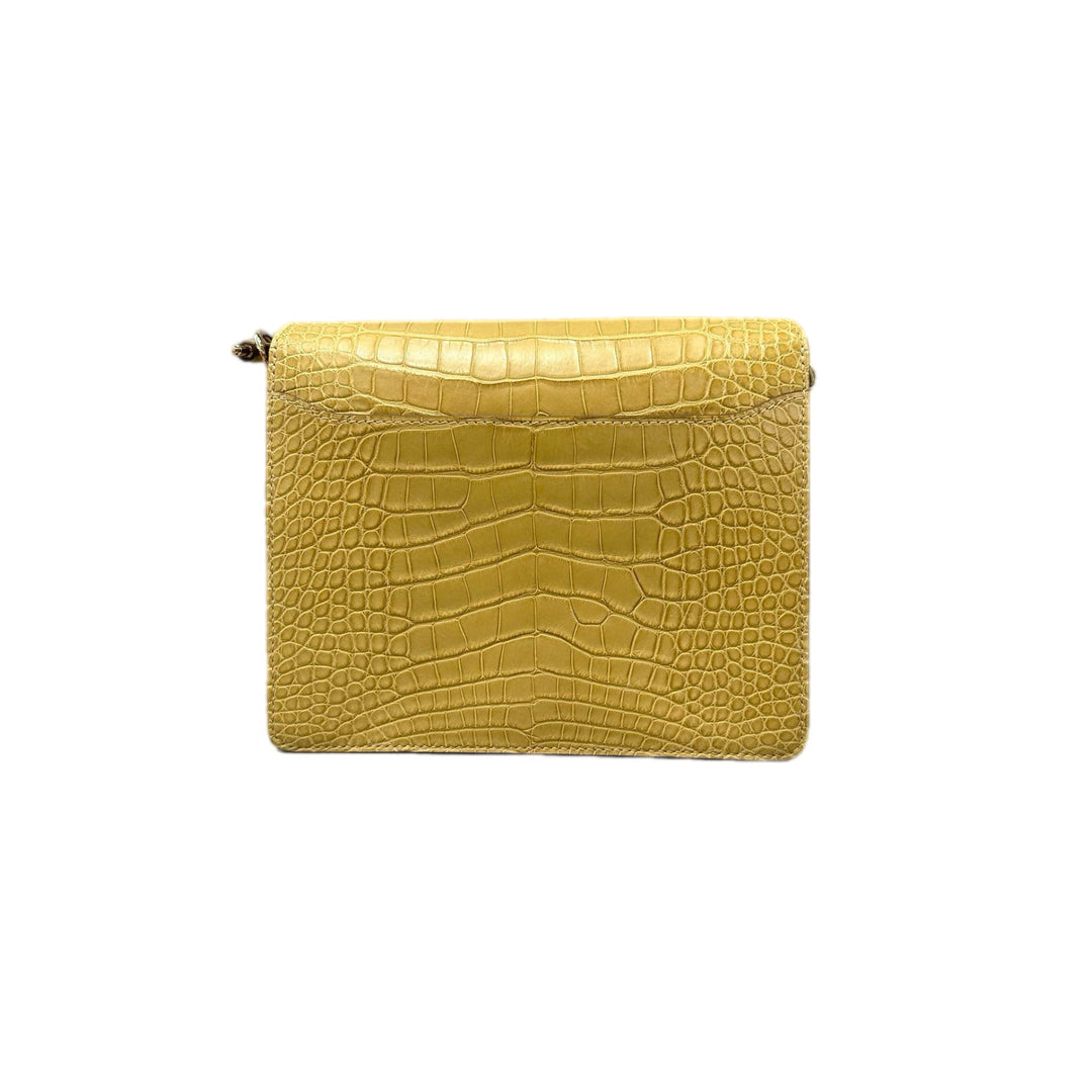 Hermes Yellow Matt Crocodile Roulis 23cm Bag