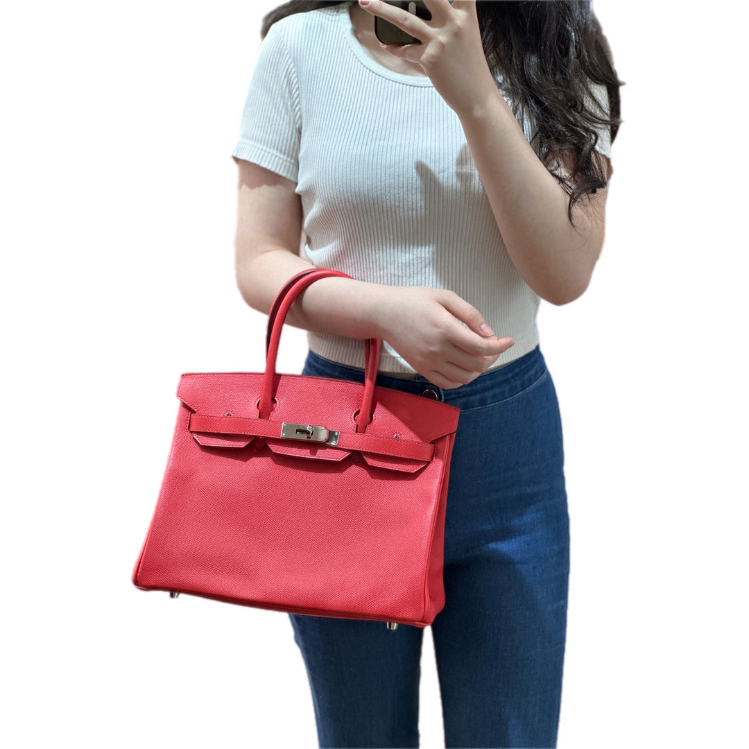 Hermes Red Birkin 30cm Bag Epsom