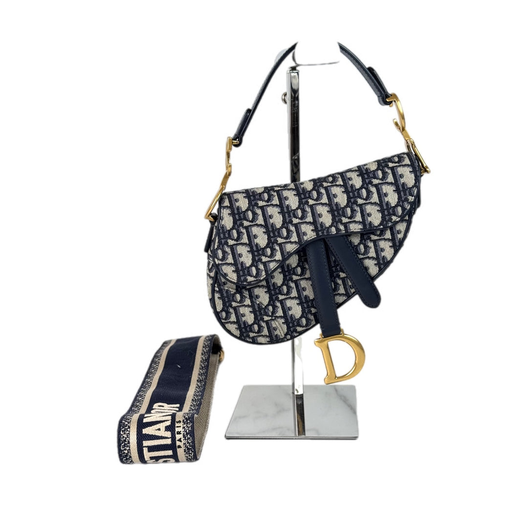 Dior Blue Saddle Mini Bag with Strap