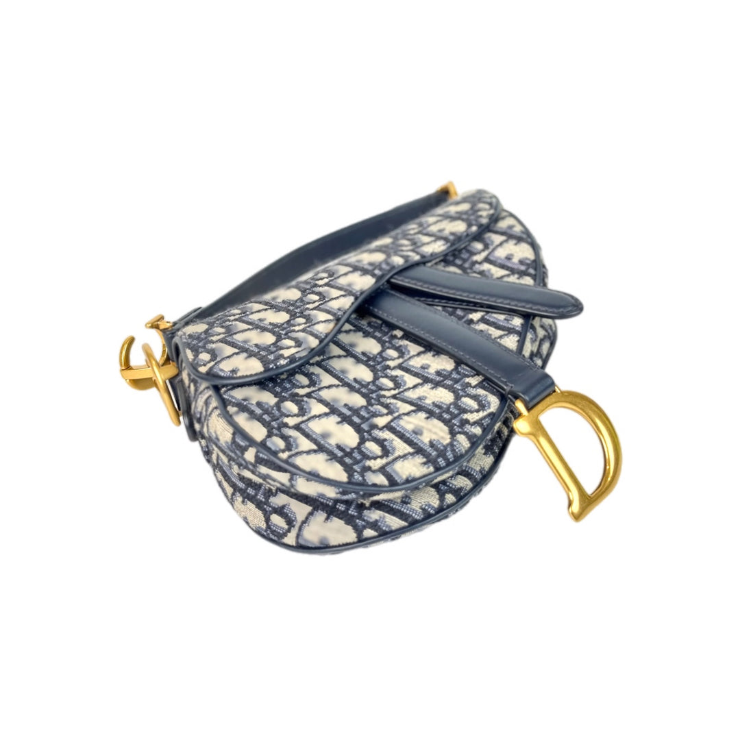 Dior Blue Saddle Mini Bag with Strap